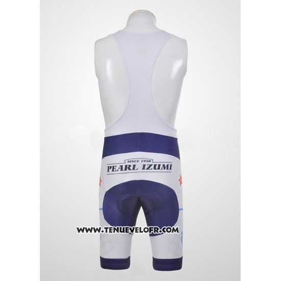 2011 Maillot Ciclismo Pearl Izumi Blanc et Bleu Manches Courtes et Cuissard